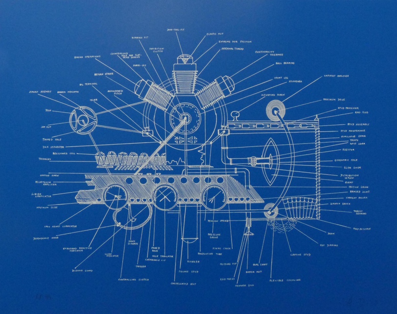 Agnes Denes - Liberated Sex Machine - Blue, Print