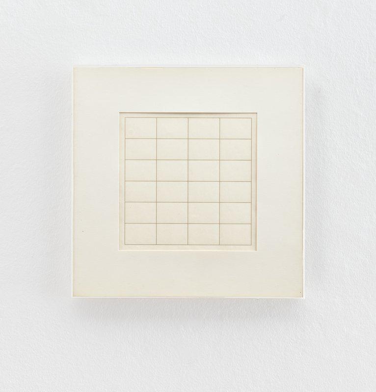 Agnes Martin,  Untitled, 1973 Screenprint in grey on Japanese rag paper with full margins 