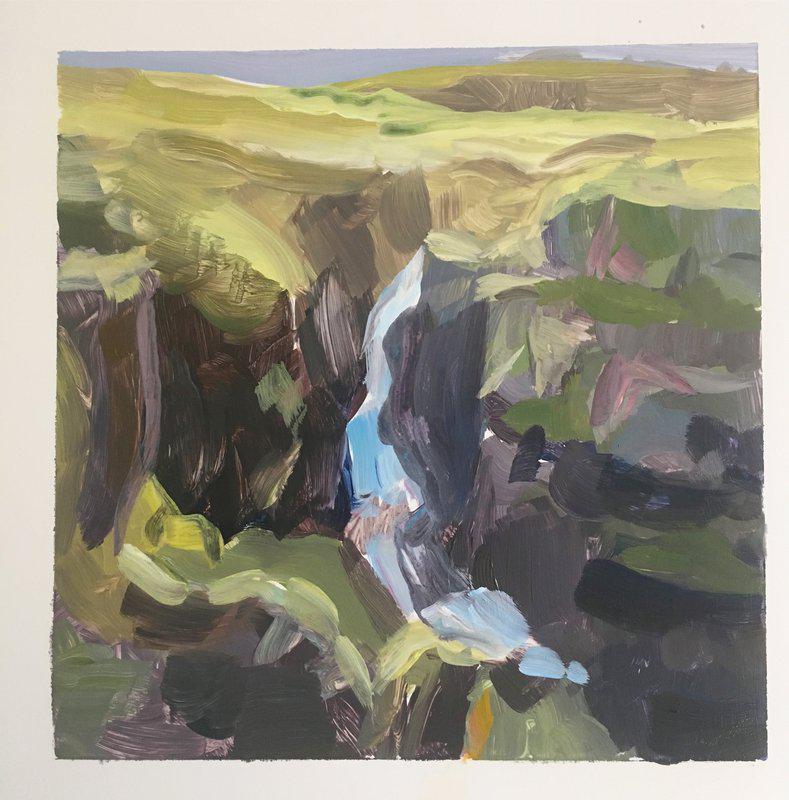 view:60890 - Amanda Joy Brown, Yupo-Blue Waterfall - 