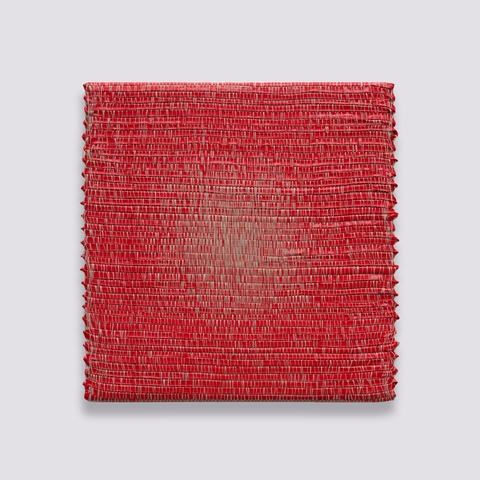 Analia Saban - Woven Radial Gradient as Weft (Center, Cadmium Red Medium)