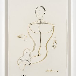 Collapsed Drawing: "Abstrakte Figur, Kopf Mach Links" (OSKAR SCHLEMMER) art for sale