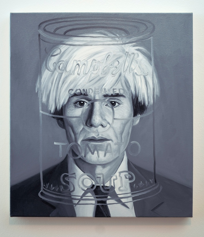 view:74222 - Andre Von Morisse, MEETING ANDY WARHOL (THE INABILITY OF MEETING SOMEONE FAMOUS OBJECTIVELY) b&w portrait contemporary paintings - 