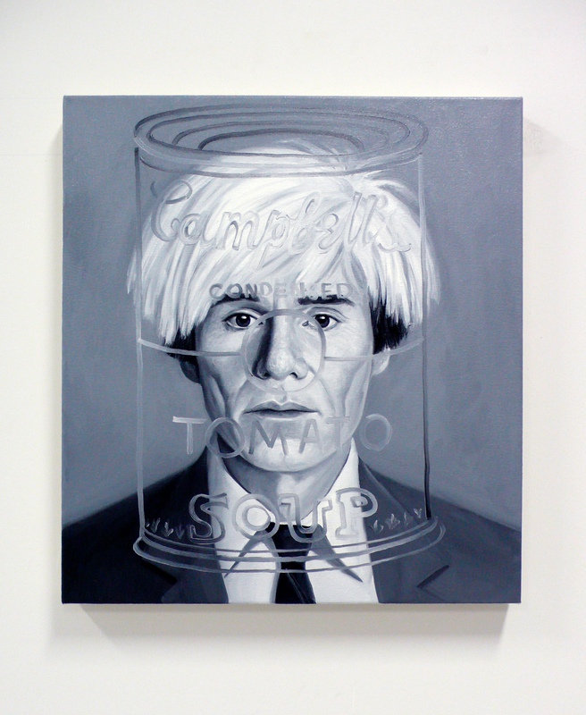view:74223 - Andre Von Morisse, MEETING ANDY WARHOL (THE INABILITY OF MEETING SOMEONE FAMOUS OBJECTIVELY) b&w portrait contemporary paintings - 