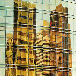 Andrew Prokos, Reflections on a Yellow Glass Facade, Abu Dhabi
