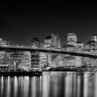 Andrew Prokos, Panoramic View of Brooklyn Bridge and Manhattan at Night