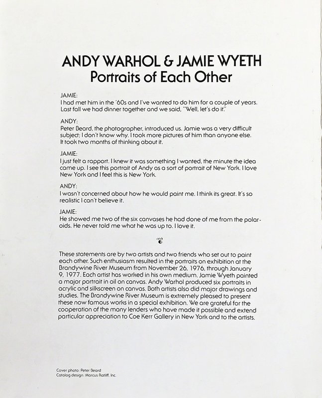 view:21118 - Andy Warhol, Jamie B. Wyeth, Andy Warhol & Jamie Wyeth: Portraits of Each Other - 