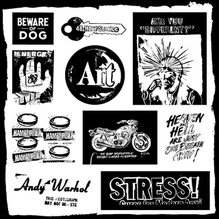 Black and White Ads Sticker Sheet art for sale