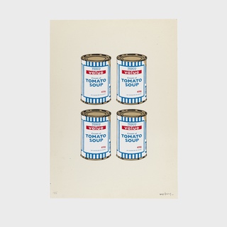 Banksy, Four Soup Cans - Gold on Cream