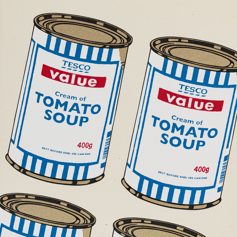 view:73459 - Banksy, Four Soup Cans - Gold on Cream - 