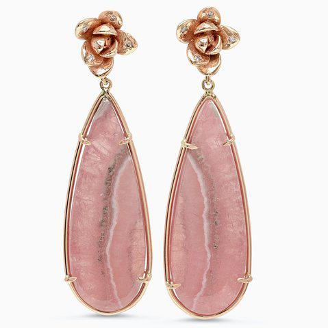 Elizabeth Bell Jewelry - Rhodochrosite Succulent Blossom Earrings