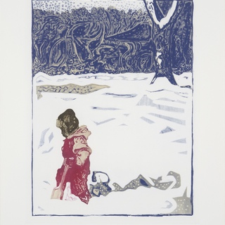 Billy Childish Girl in Snow With Tree art for sale
