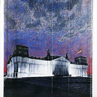 Christo and Jeanne-Claude, The Wrapped Reichstag, Project for Berlin at Night (Verhullter Reichstag, Projekt fur Berlin)