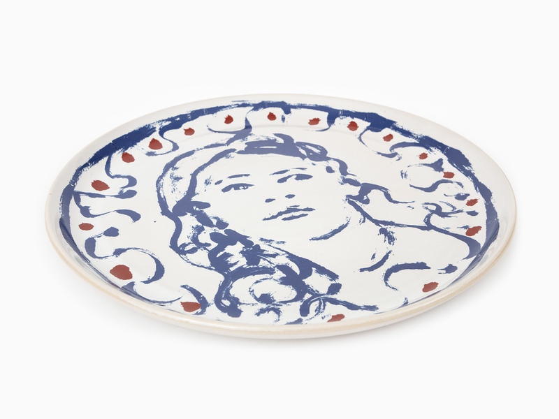 view:83034 - Claire Tabouret, Portrait with Curls - Stoneware Plate - 