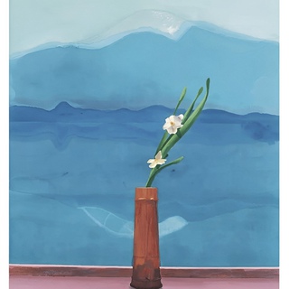 David Hockney, Mount Fuji and Flowers