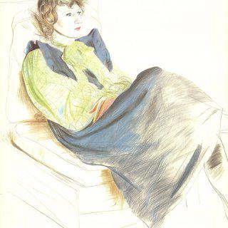David Hockney, Portrait of Celia Wearing Checkered Sleeves