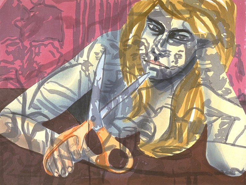 Portrait with Scissors and Nightclub, 1988, by David Salle