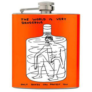 The World Is Very Dangerous Hip Flask x David Shrigley art for sale