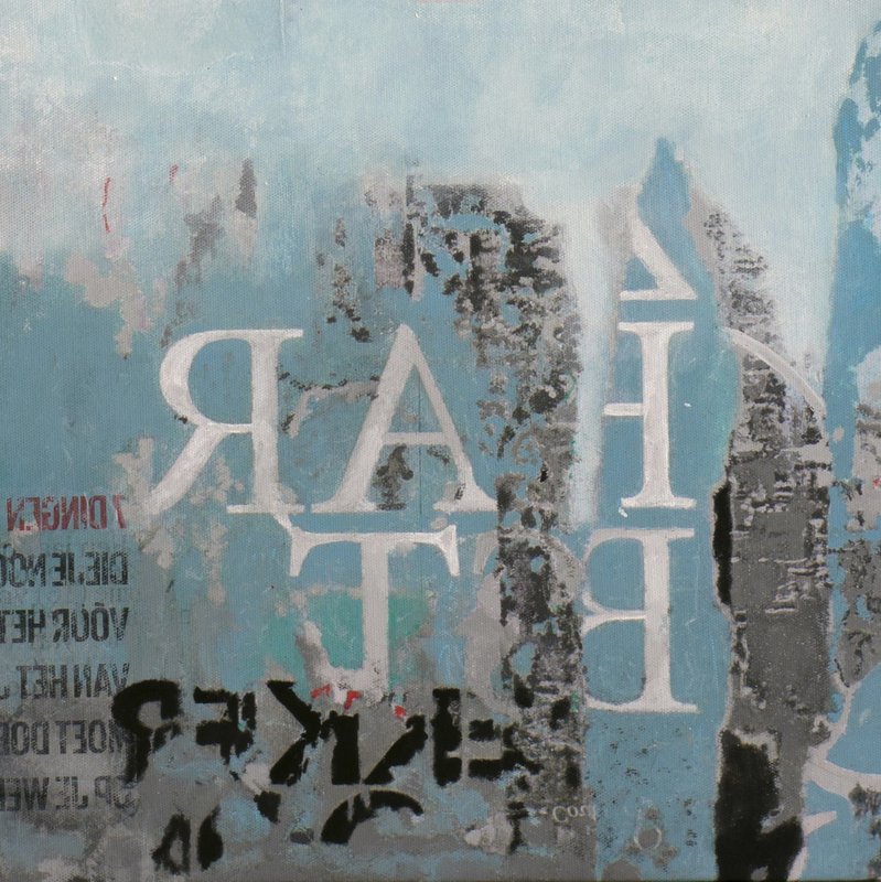 view:33644 - Deb Waterman, Saturday Swing - joyful street art urban landscape grey and blue painting - 