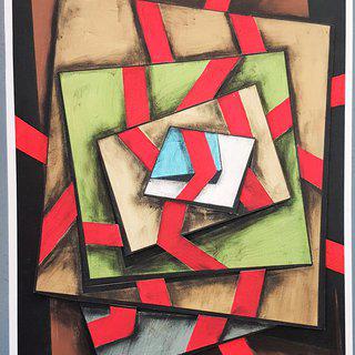 Eduard Diem, Geometric Composition #3 (3D-construction, Op Art, Lyonel Feininger)