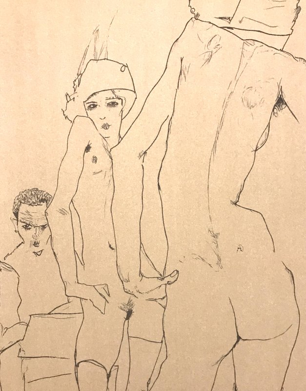 view:22156 - Egon Schiele, Schiele Drawing a Nude Model Before a Mirror - 