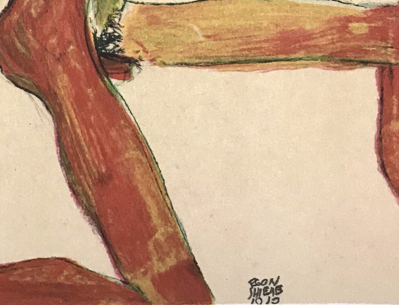 view:22166 - Egon Schiele, Kneeling Male Nude in Profile, Facing Right - 