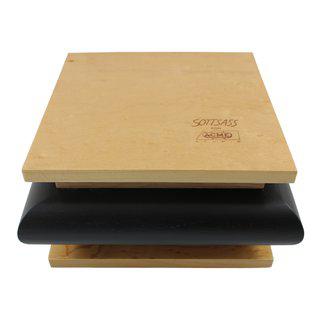 Square Wooden Box with Black Lacquered Mitered Corners art for sale