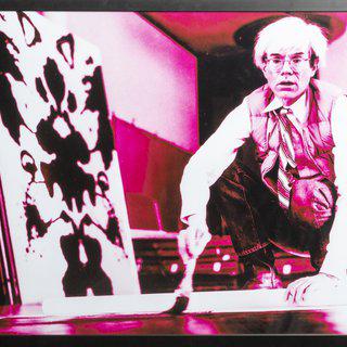 Portrait of Andy Warhol at work - Violet print-toning art for sale