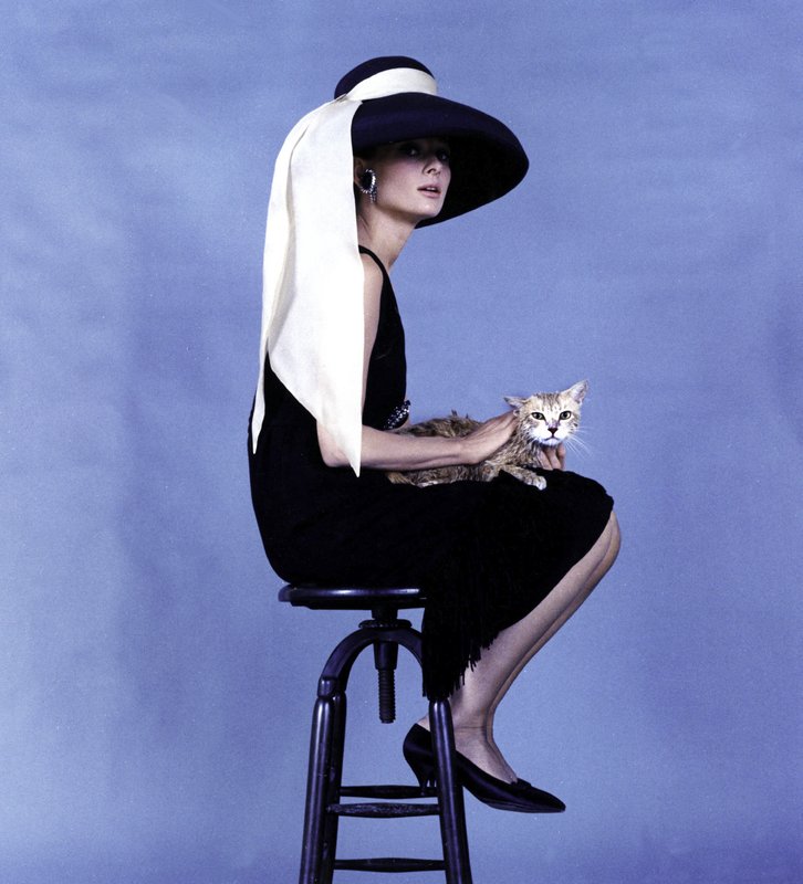 Audrey Hepburn on the Set of "Breakfast at Tiffany's" Holding a Kitten ,