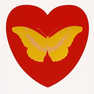 Damien Hirst, I Love You - red, oriental gold, cool gold