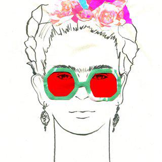 Frida Kahlo in Red sunglasses art for sale
