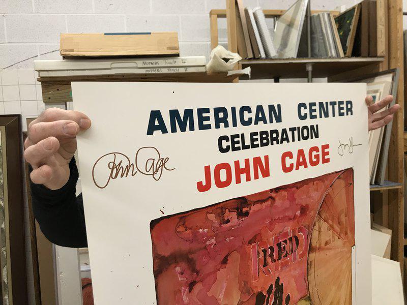 view:39528 - Jasper Johns, American Center Poster (Signed by Jasper Johns and John Cage) - 