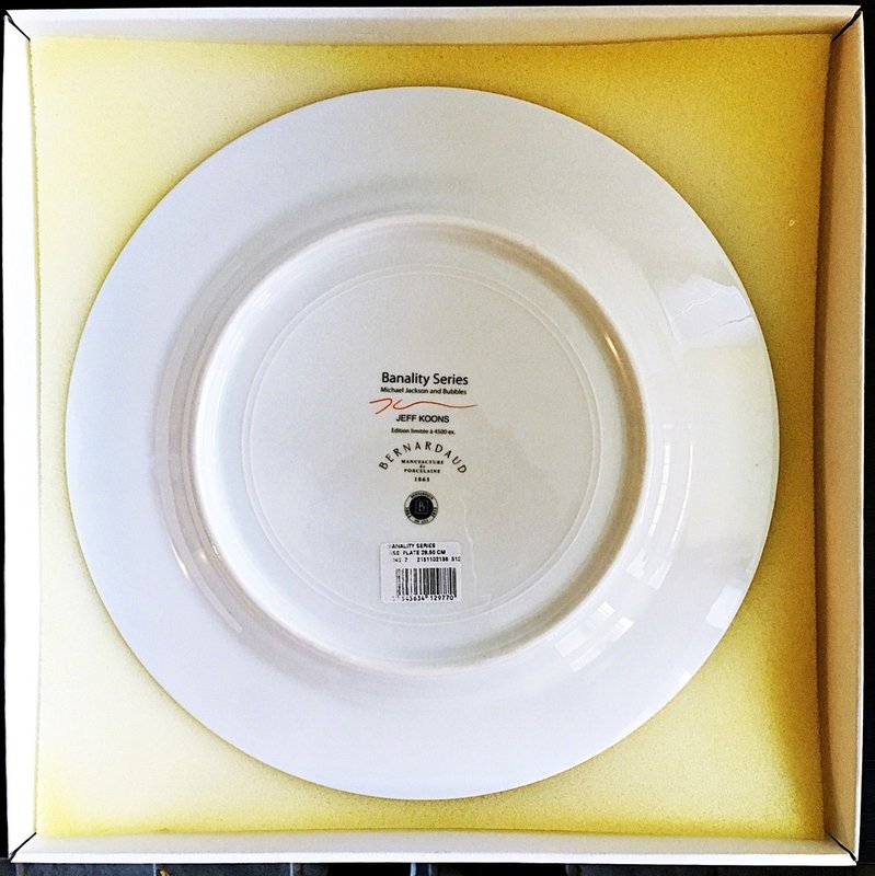 view:23526 - Jeff Koons, Original flower drawing AND Limited Edition porcelain plate inside: Banality Series (Service Plate), Michael Jackson and Bubbles) - 