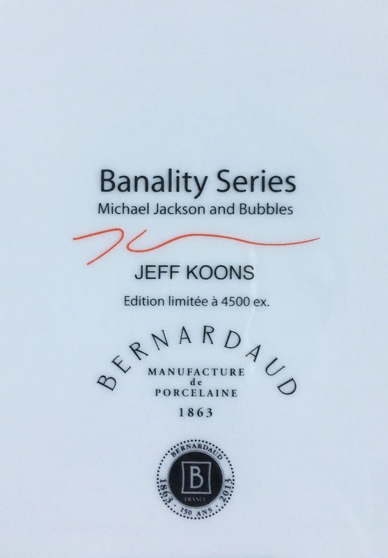 view:23527 - Jeff Koons, Original flower drawing AND Limited Edition porcelain plate inside: Banality Series (Service Plate), Michael Jackson and Bubbles) - 