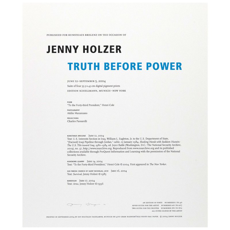 view:30400 - Jenny Holzer, Truth before Power - 