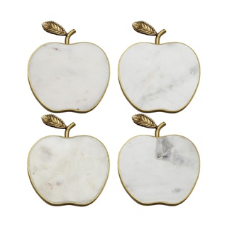 Jewish Museum Shop, White Marble Apple Coasters (Set of 4)