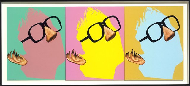 John Baldessari - One Face (Three Versions) with Nose, Ear and Glasses
