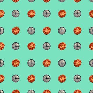 (Clock/Pizza - Turquoise) Wallpaper art for sale