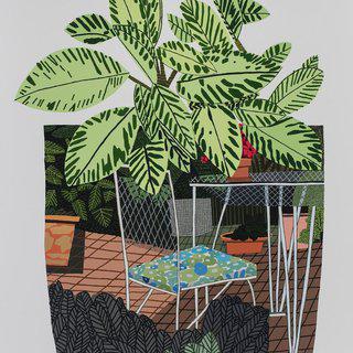 Jonas Wood, Landscape Pot with Flower Chair