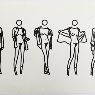 Julian Opie, Woman Taking Off Man's Shirt in 5 Stages