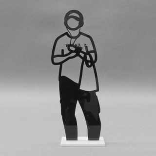 Julian Opie, Statuette (Man with Headphones)