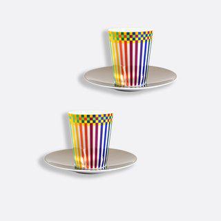 Julio Le Parc, Surface Colorée B29, Espresso cups and platinum saucer (Set of 2)