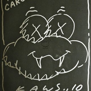 KAWS, Unique hand signed and inscribed original drawing