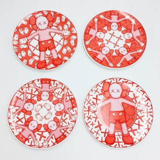 KAWS, Limited Ceramic Plate Set (Set of 4) - Red