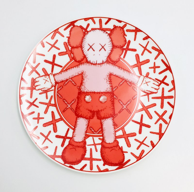 view:31892 - KAWS, Limited Ceramic Plate Set (Set of 4) - Red - 