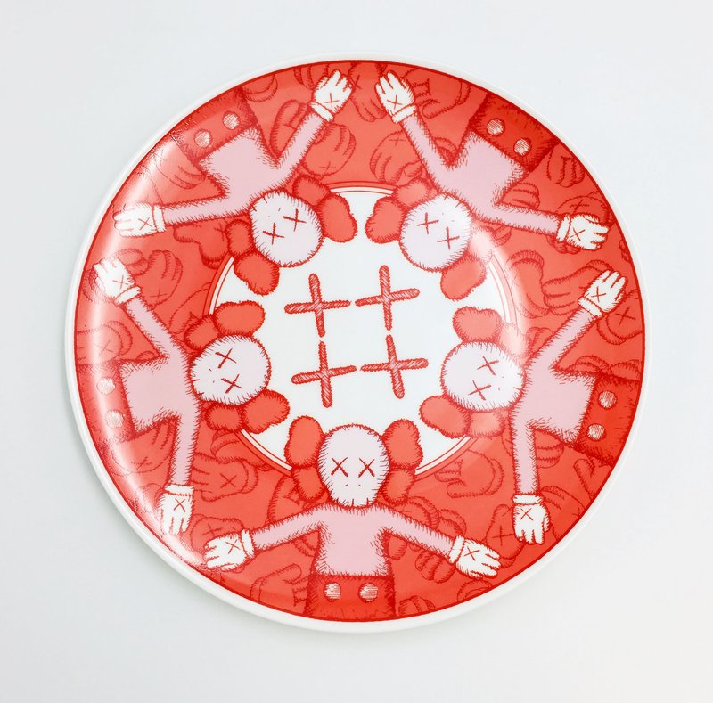 view:31893 - KAWS, Limited Ceramic Plate Set (Set of 4) - Red - 
