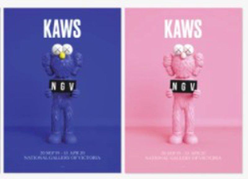 KAWS - KAWS x NGV BFF Poster set (1 x Blue, 1 x Pink) for Sale