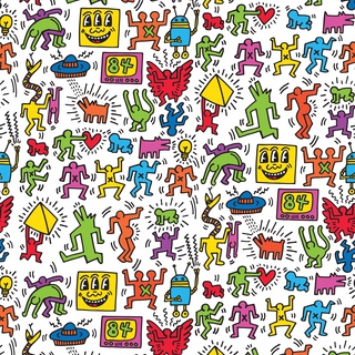 Keith Haring, Three Eyed Face Wallpaper (Kaleidoscope Colors)