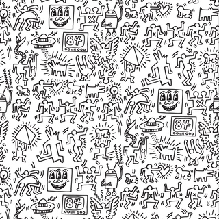 Keith Haring, Three Eyed Face Wallpaper (White Cloud)