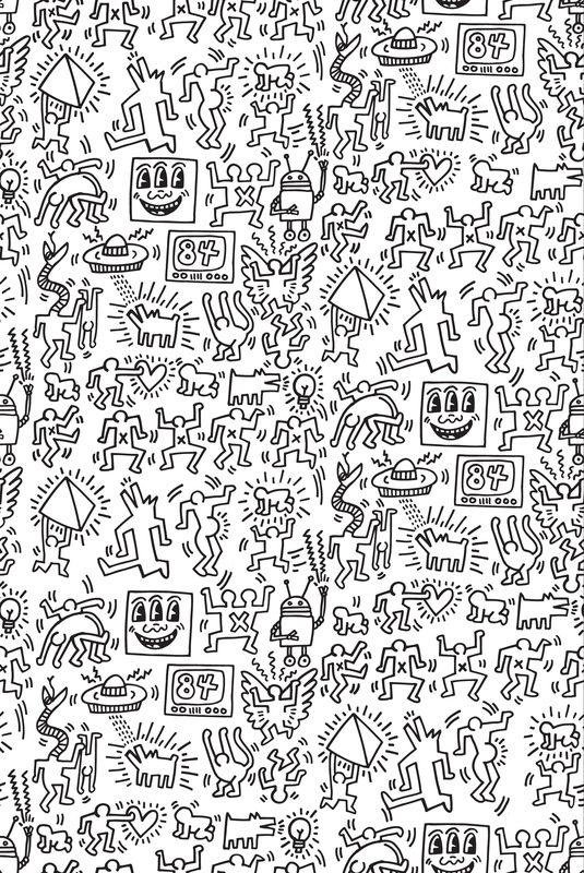 Keith Haring - Three Eyed Face Wallpaper (white Cloud) For Sale 