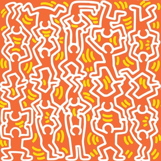 Keith Haring, Dancing Man (Orange Slice)